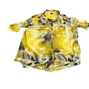 Torrid Yellow and Gray Tie-Dye Shirt